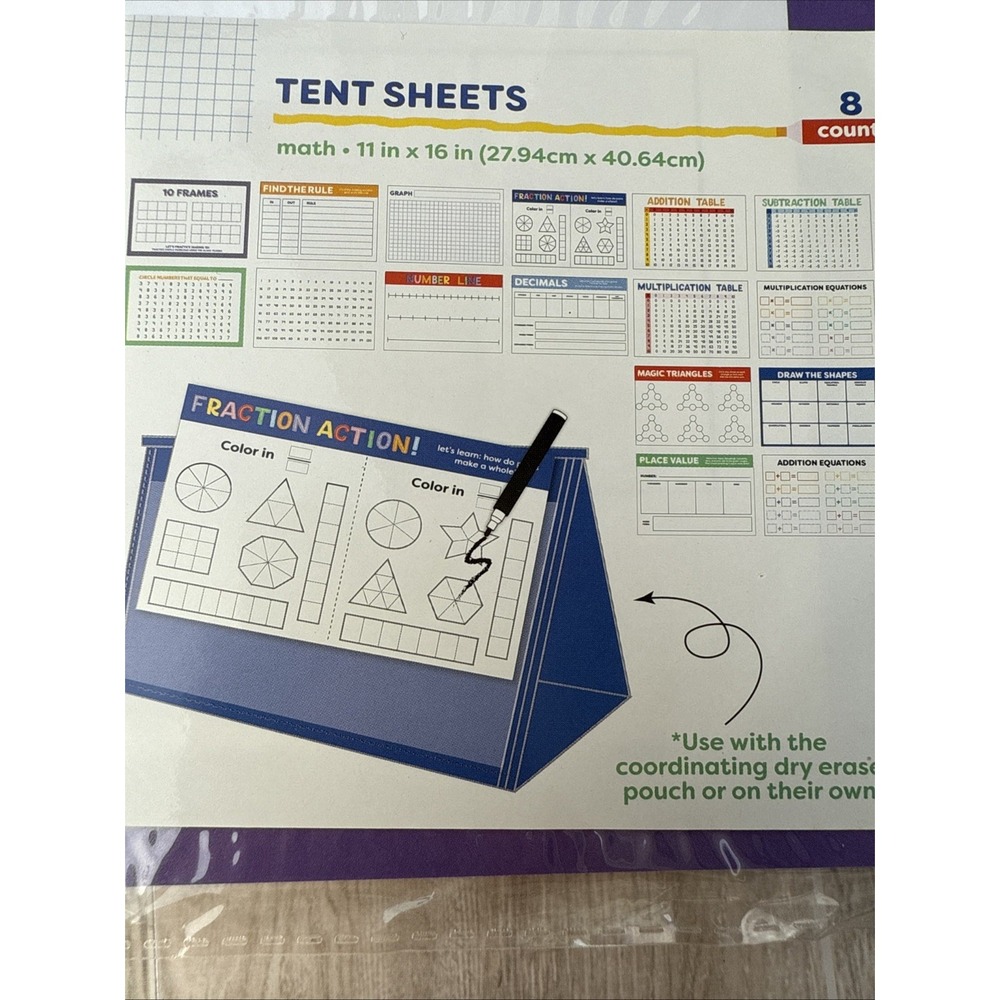 Dry Erase Pouch Tent And 24 Tent Sheets Math Homeschool Practice‎